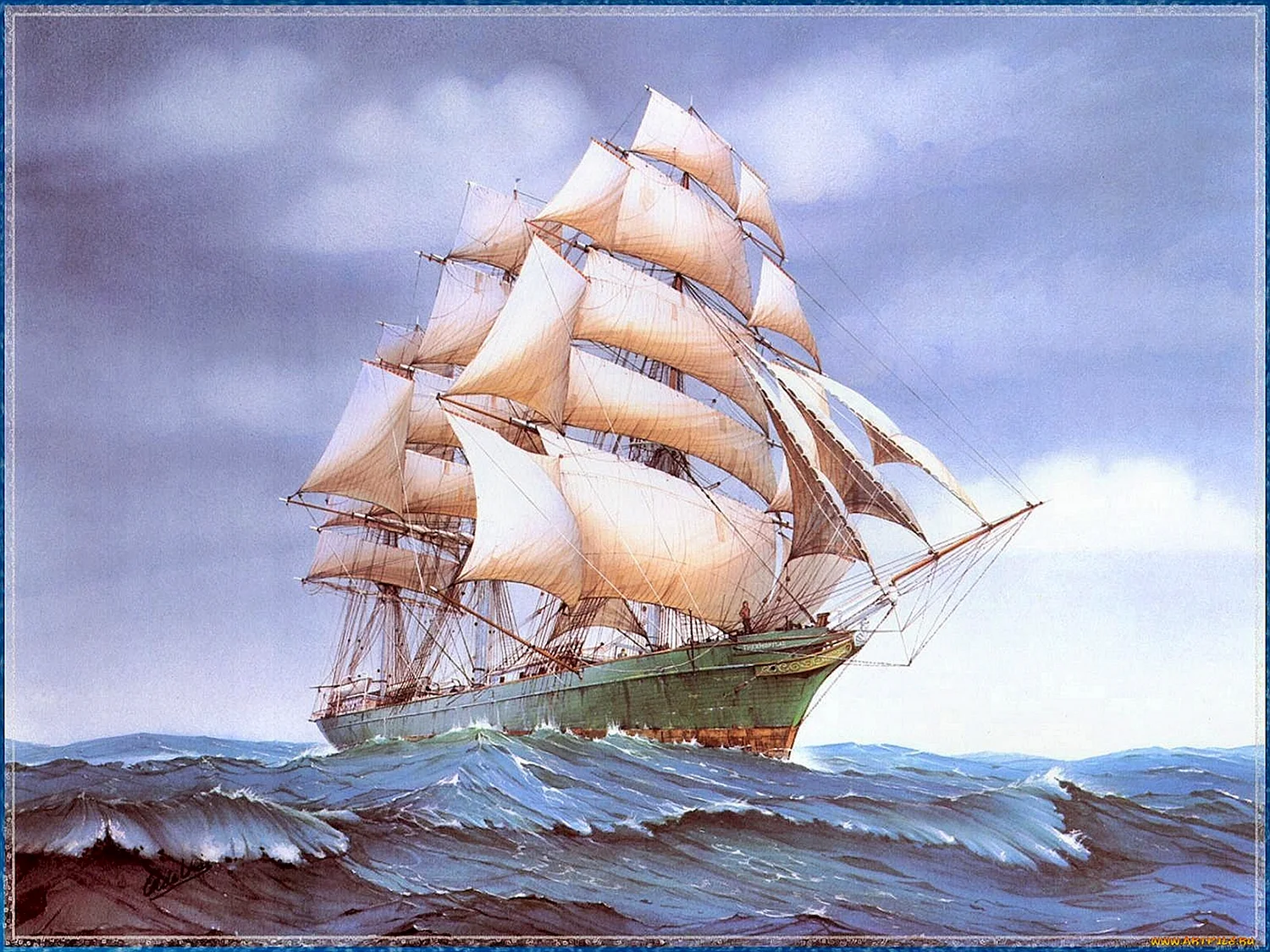 Картина корабля с парусами