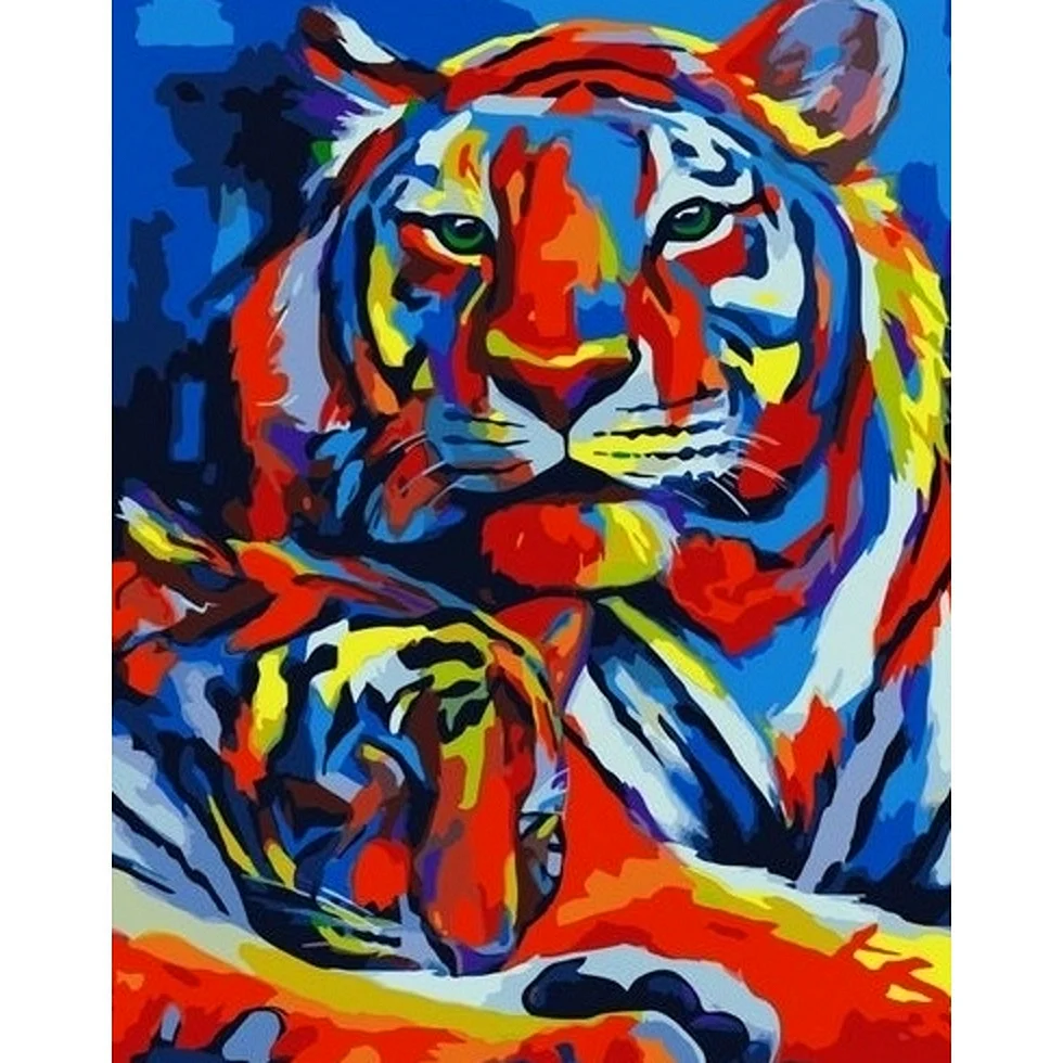 Картина тигр мастихином