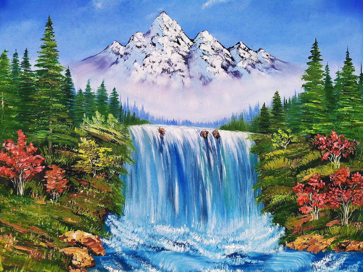 Картины Боба Росса водопад