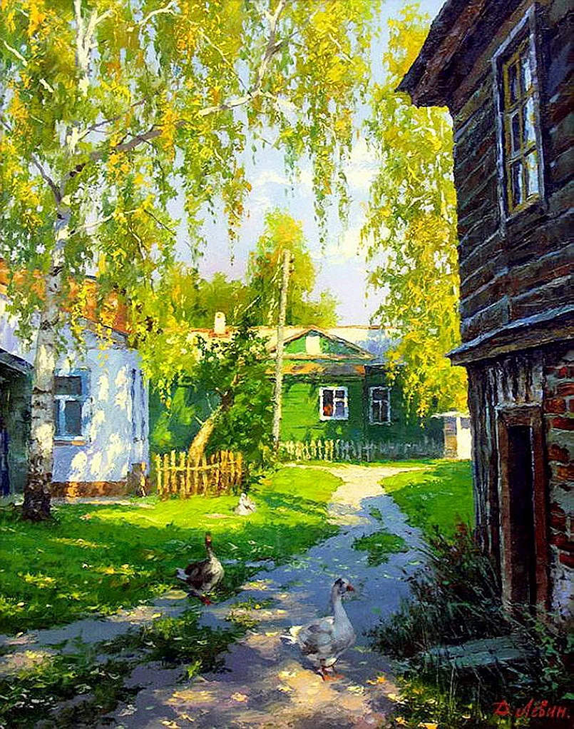 Картины деревенский пейзаж сельский художник Дмитрий Лёвин