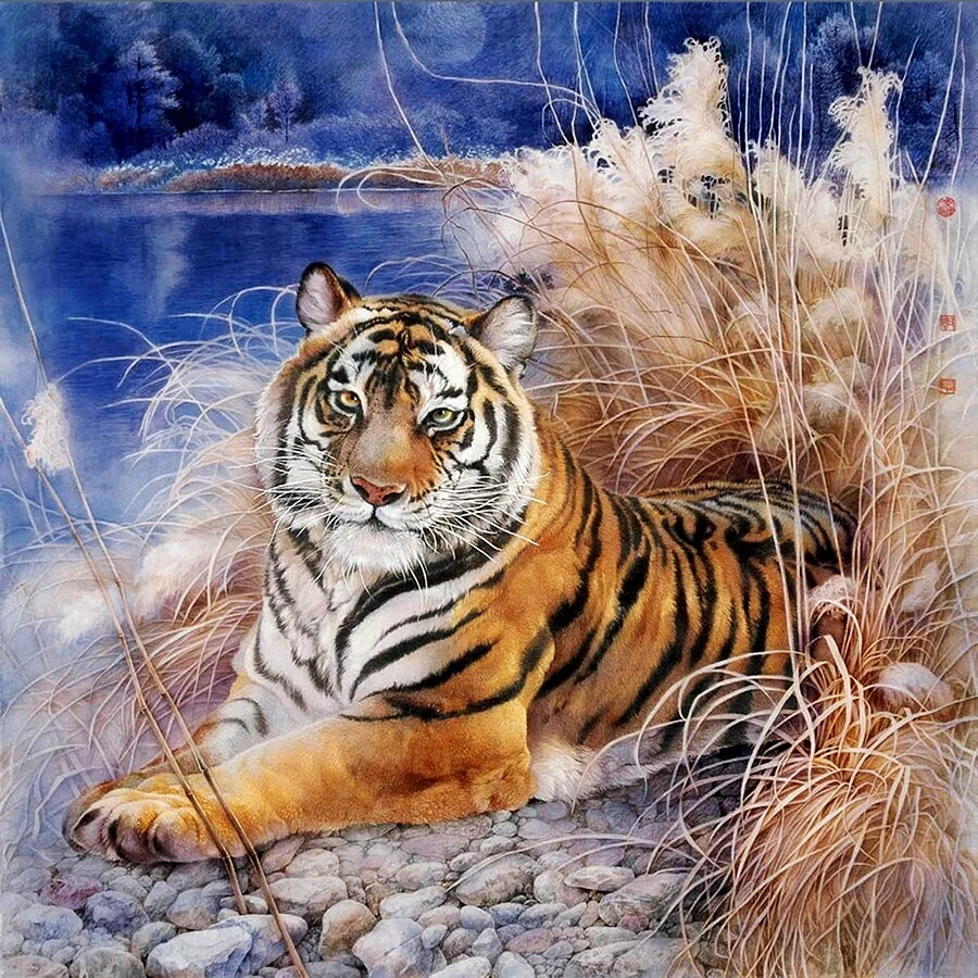 Картины тигры китайская живопись