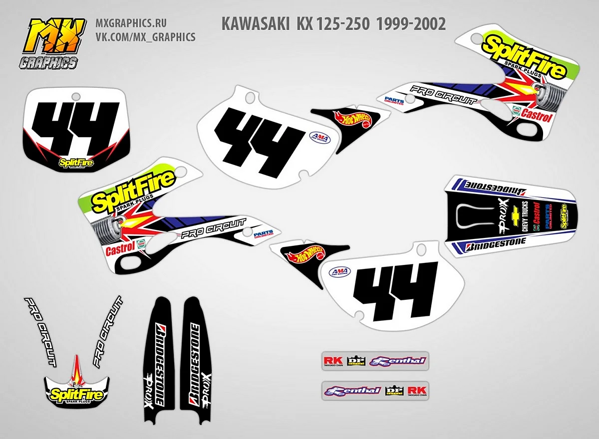 Kawasaki KX 125 250 03-08 наклейки