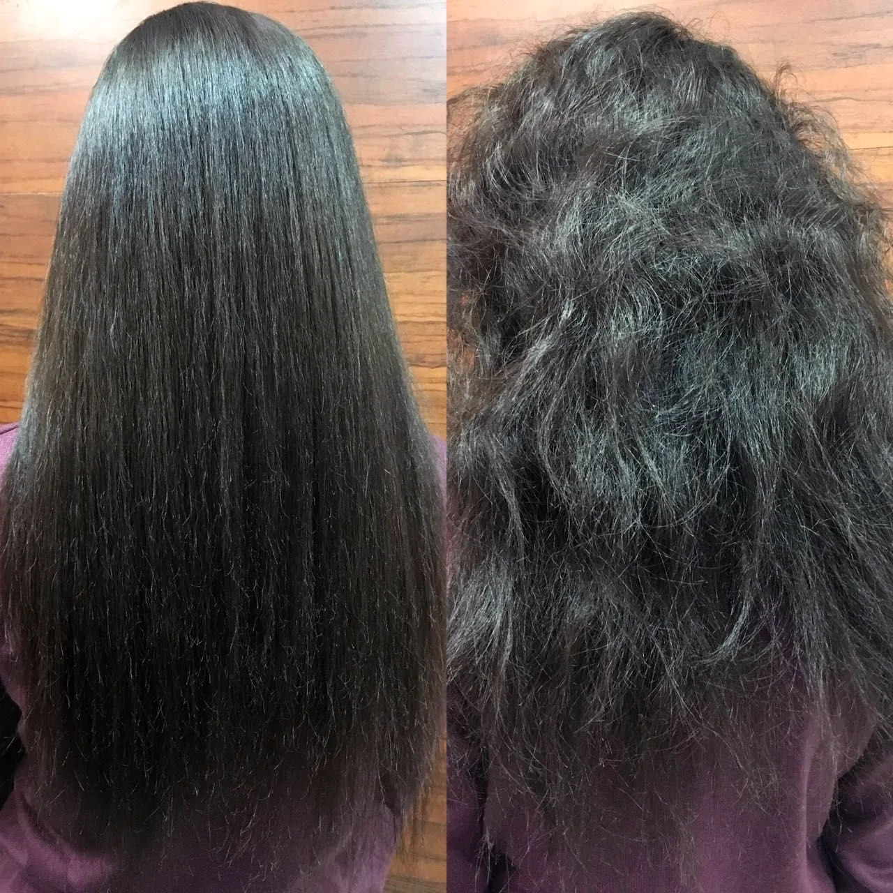 Keratin hair Straightening before after