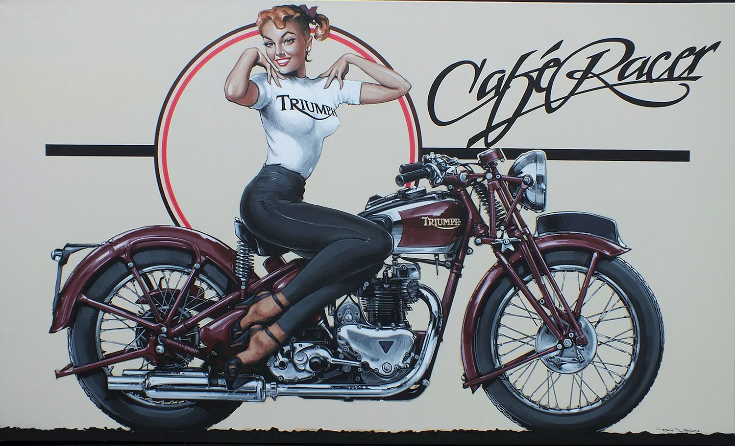 Постер девушка на мотоцикле