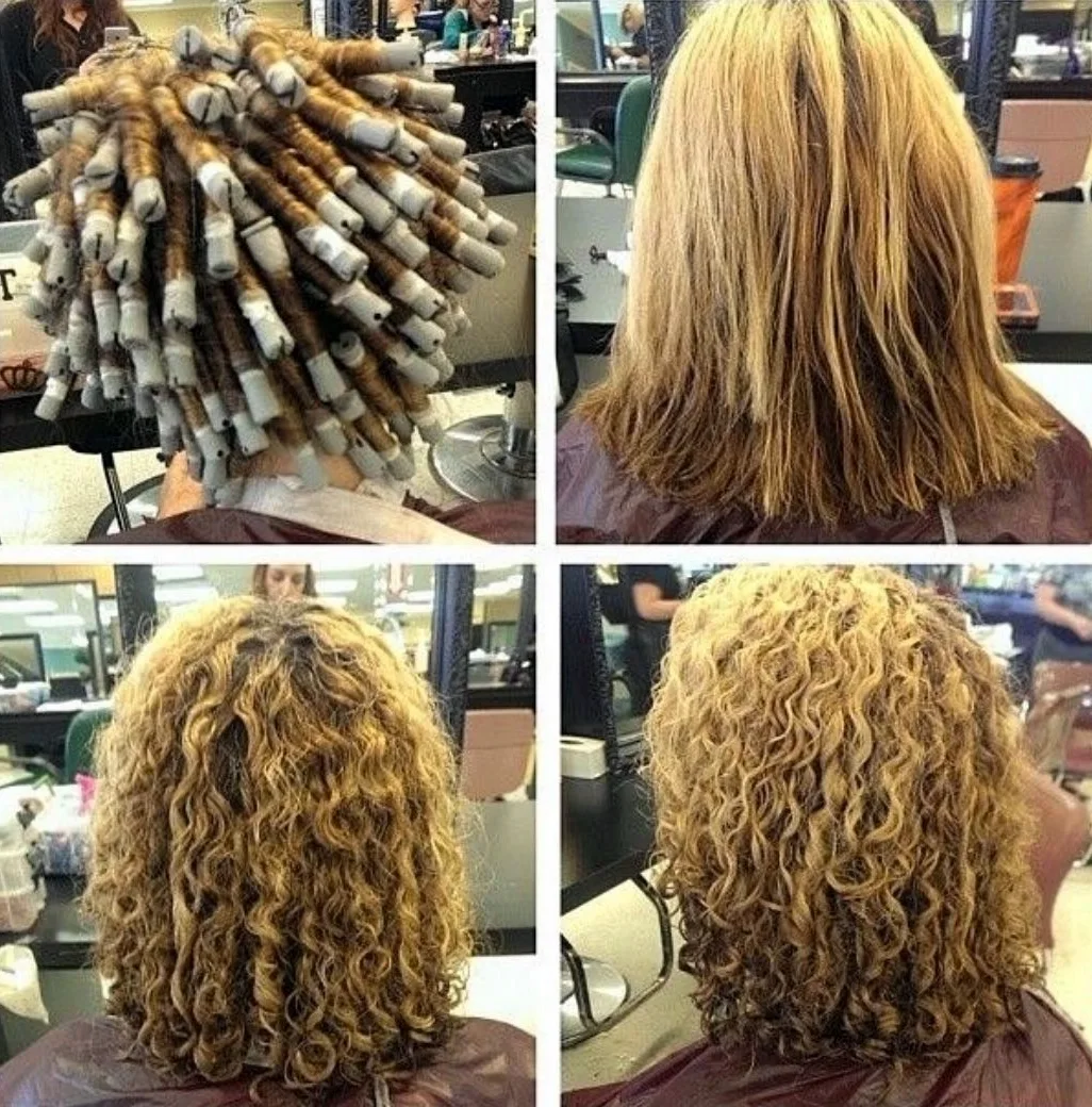 Химическая завивка волос до и после