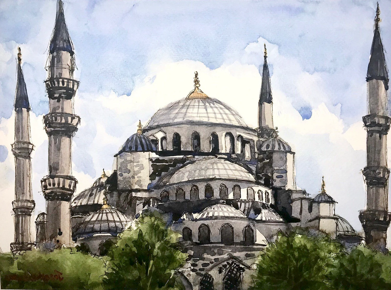 Храм Святой Софии в Константинополе зарисовка
