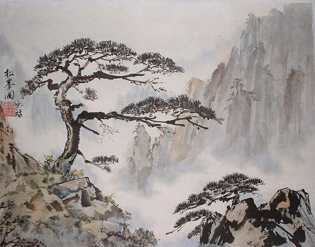 Китайская картина горы хуанчжень