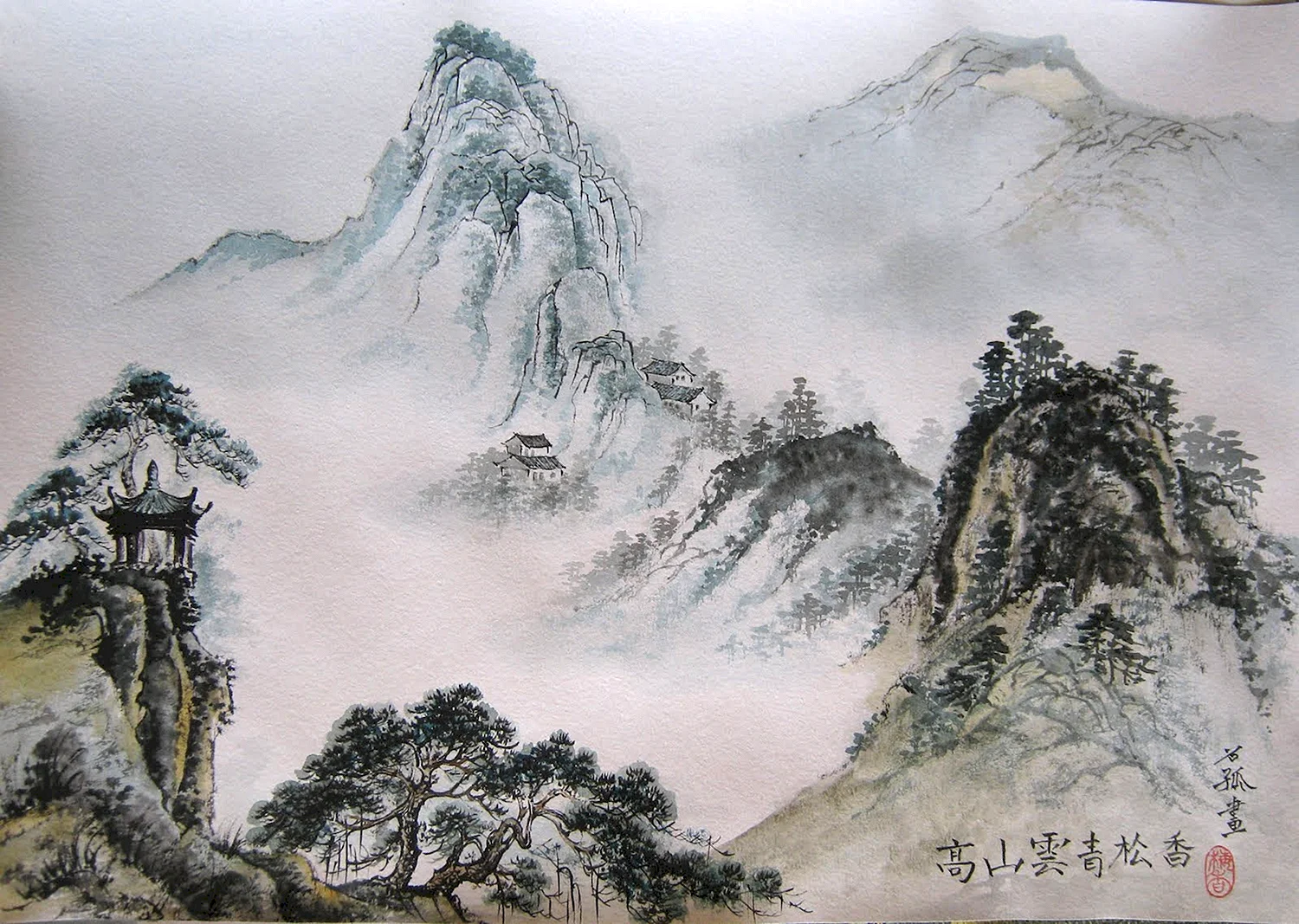Китайская живопись гохуа горы