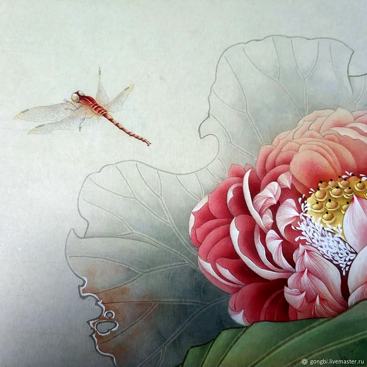 Китайская живопись гунби Лотос