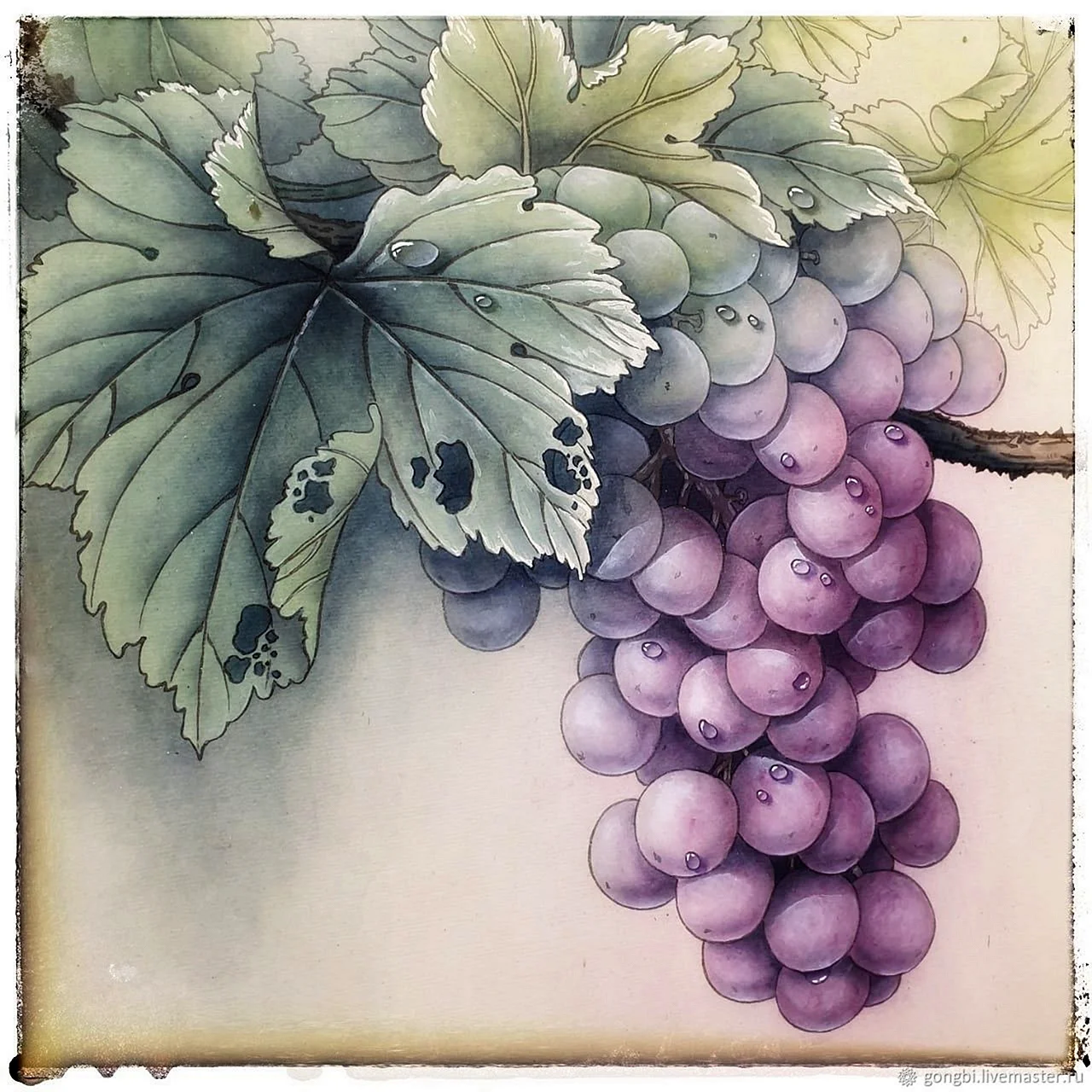 Китайская живопись гунби виноград