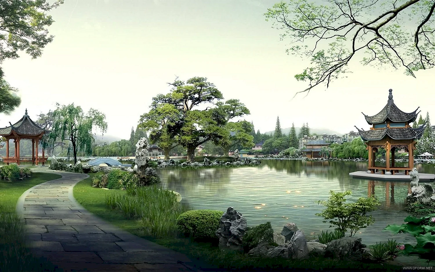 Китайский сад пейзажный парк