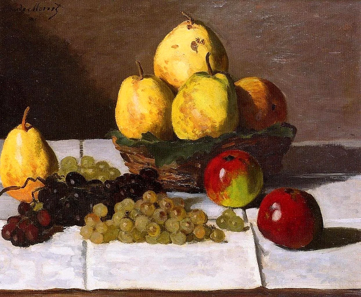 Клод Моне натюрморт с грушами и виноградом 1867