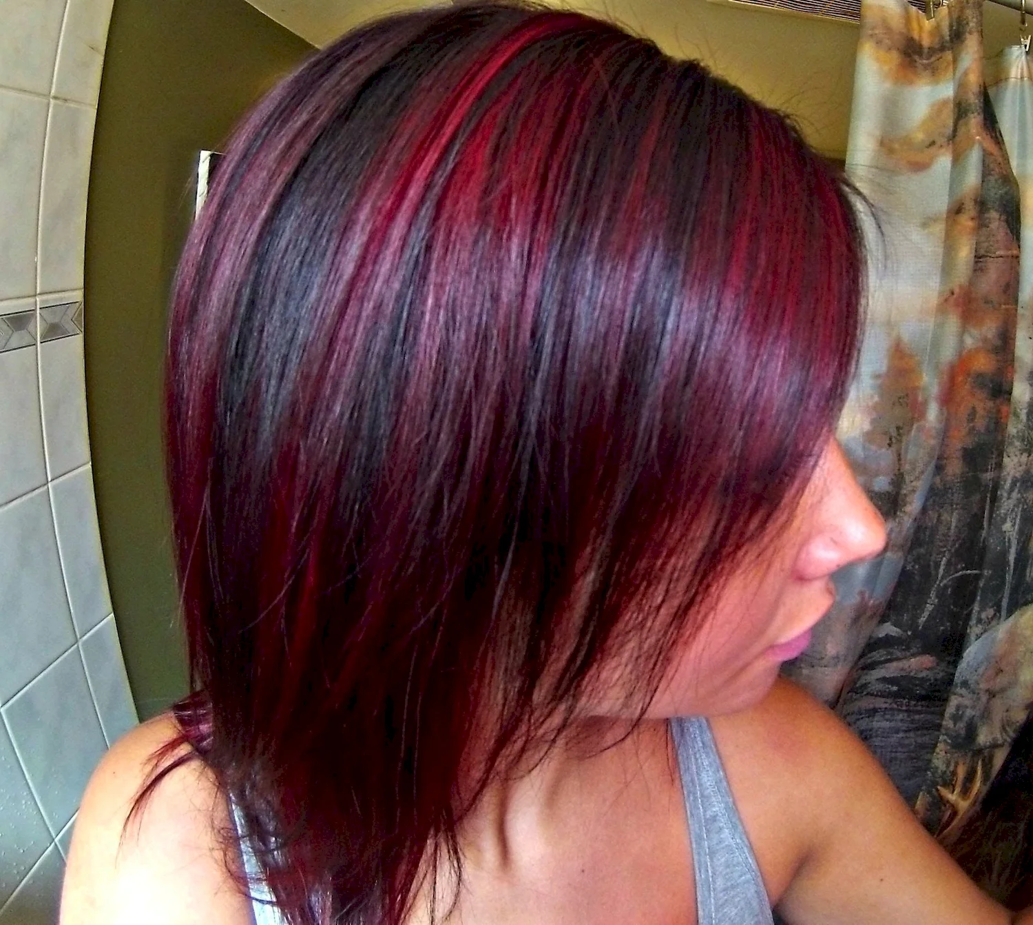 Колорирование красным на темные волосы