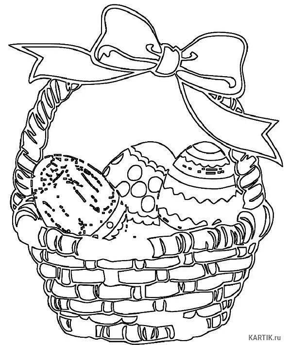 Корзинка с пасхальными яйцами раскраска