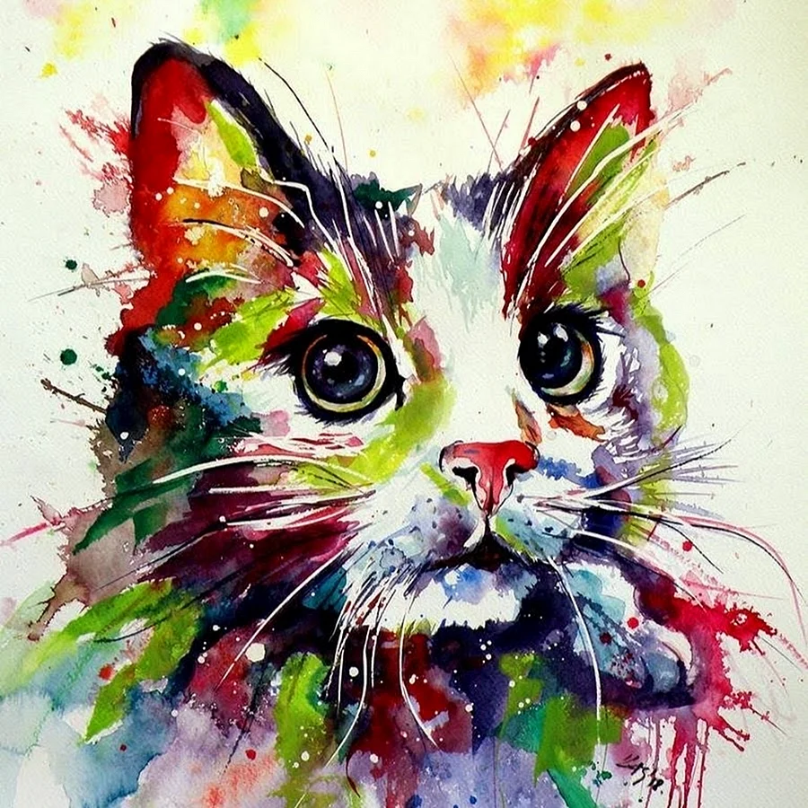 Кошка красками