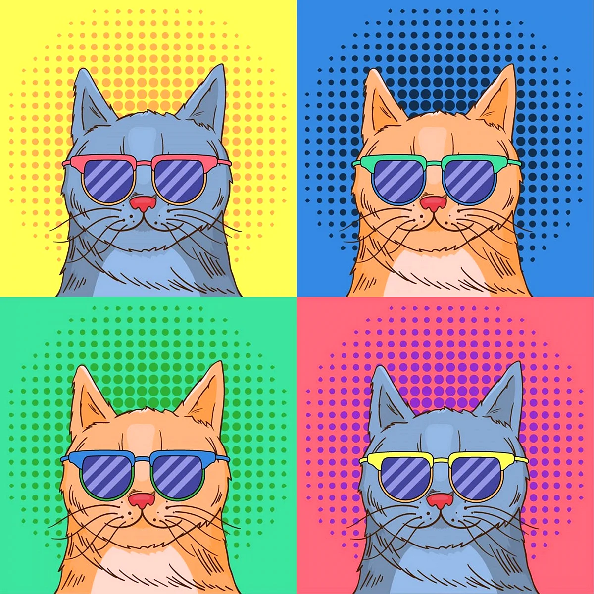 Кошки в стиле поп-арт