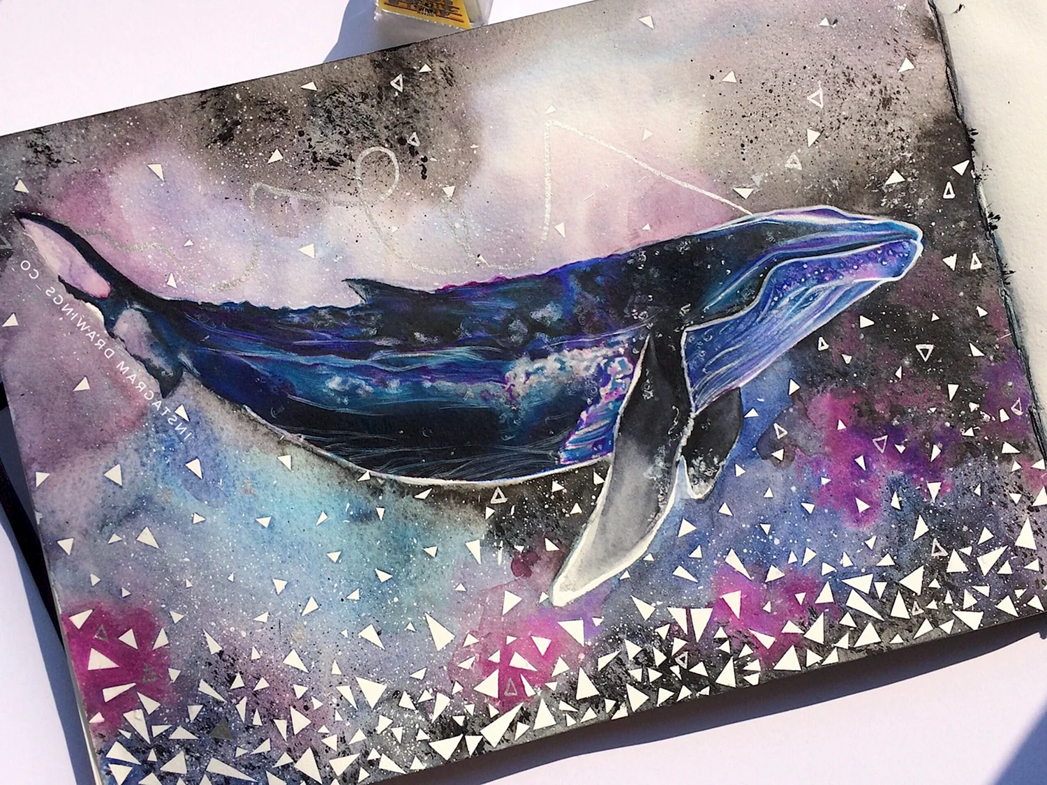 Космический кит акварелью