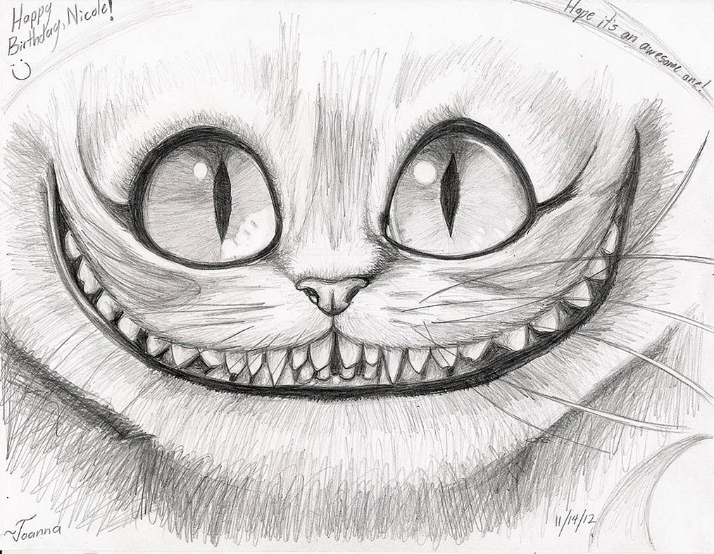 Кот из Алисы в стране чудес рисунок карандашом