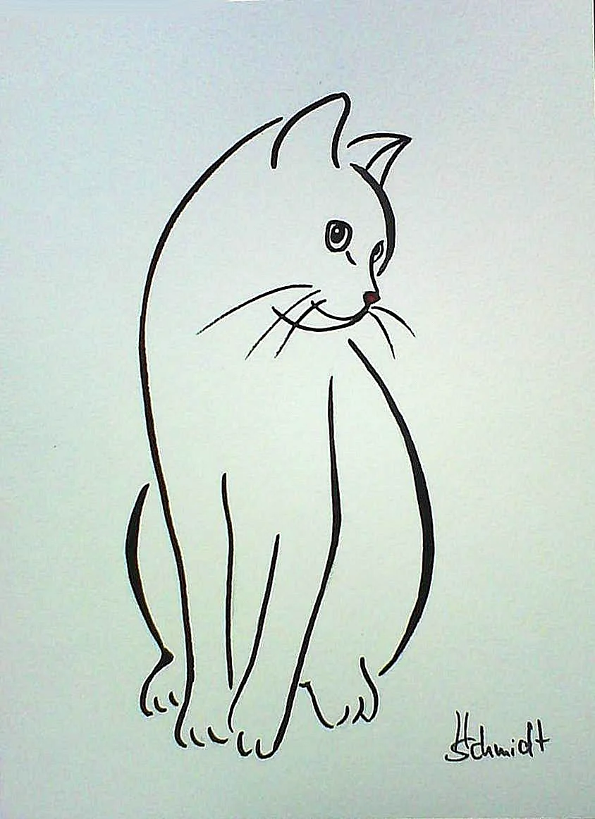 Кот карандашом для срисовки