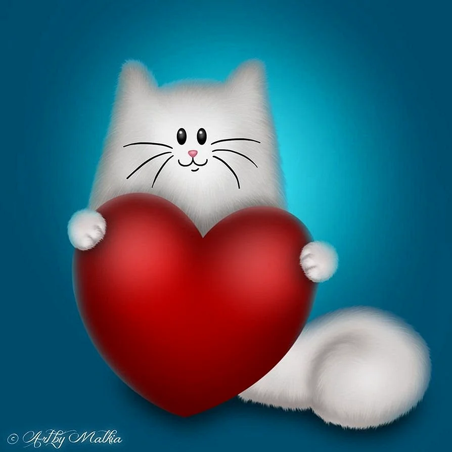 Кот с сердечками