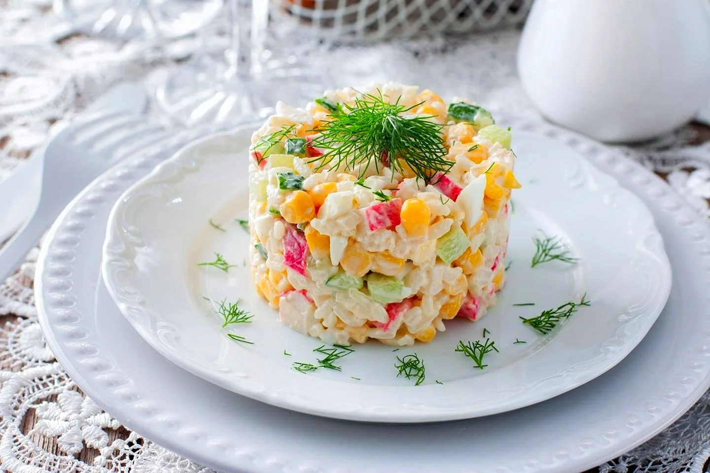 Крабовый салат рецепт с рисом