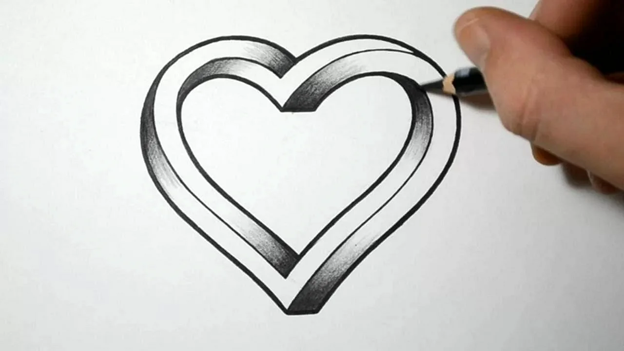 Красивое сердце карандашом