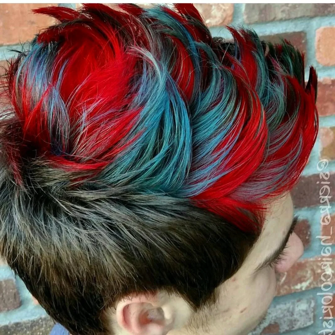 Красно синее окрашивание волос