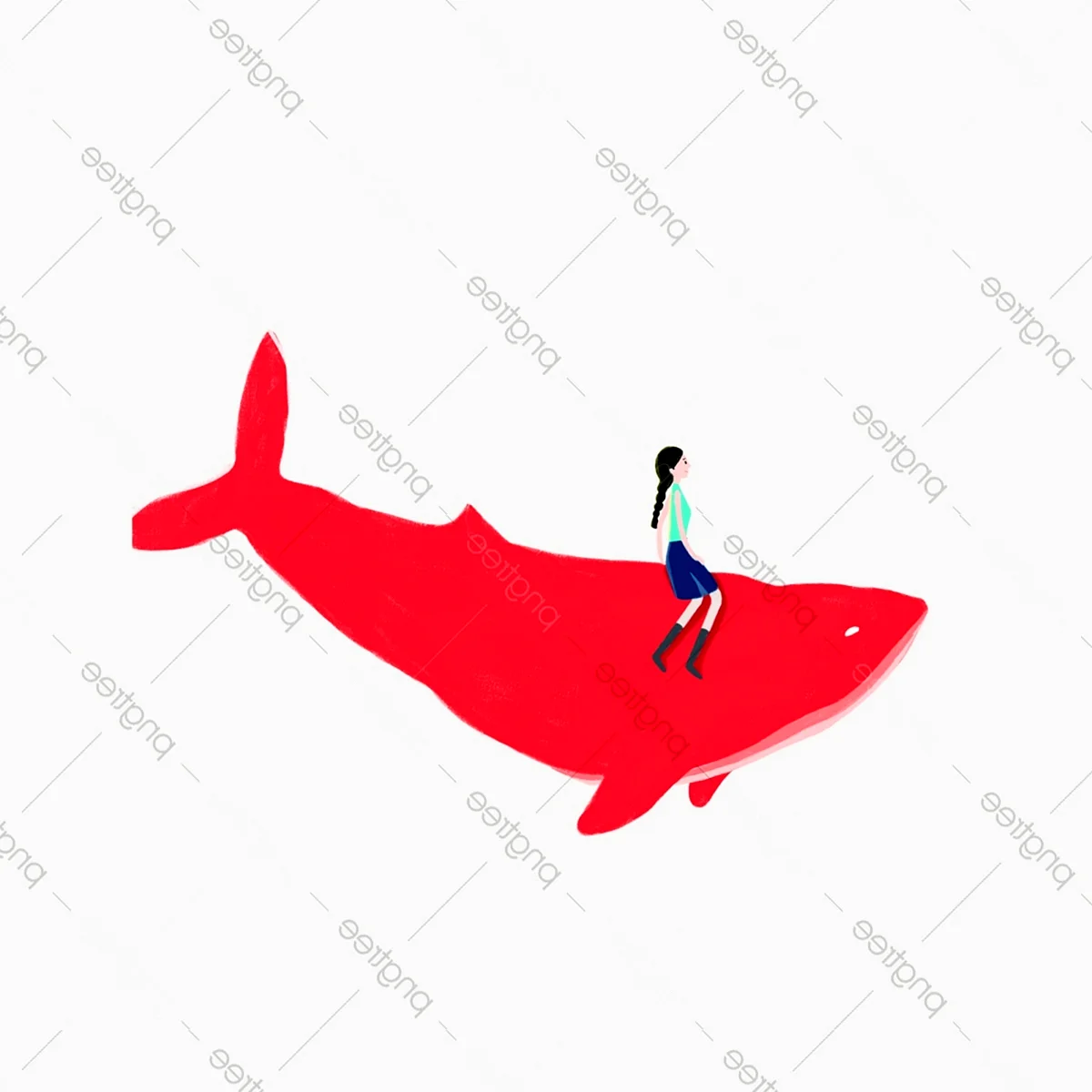 Красный кит рисунок