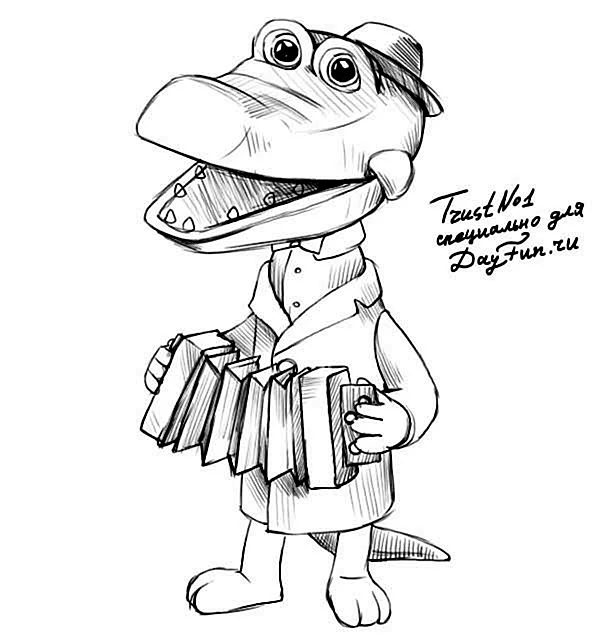 Крокодил Гена и Чебурашка рисунок карандашом