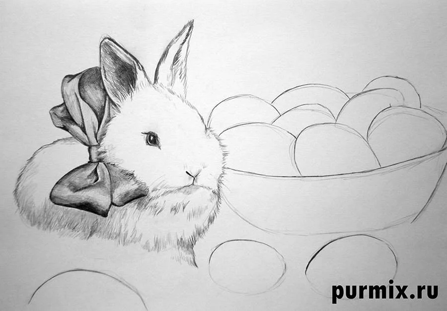 Кролик на Пасху рисунок карандашом