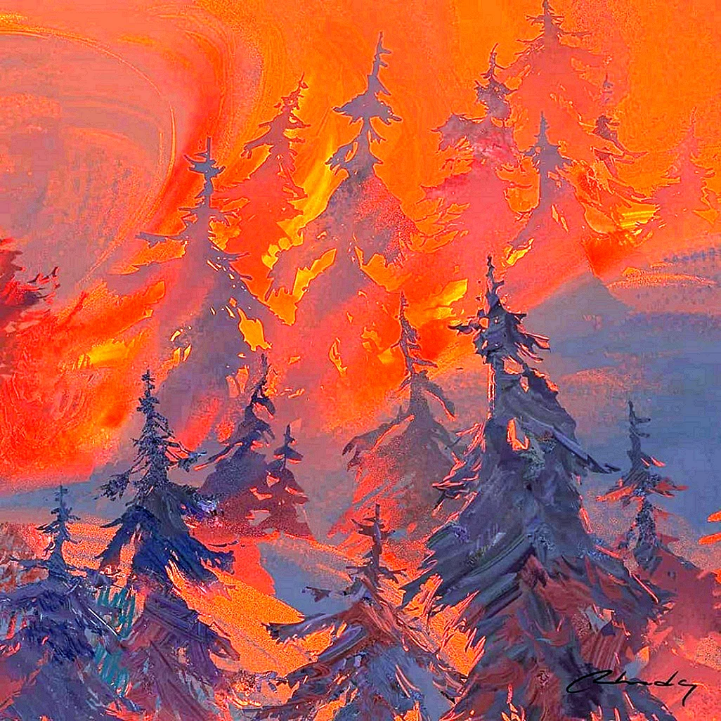 Лес в огне арт