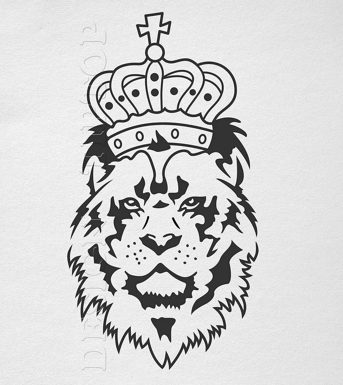 Лев с короной черно белый
