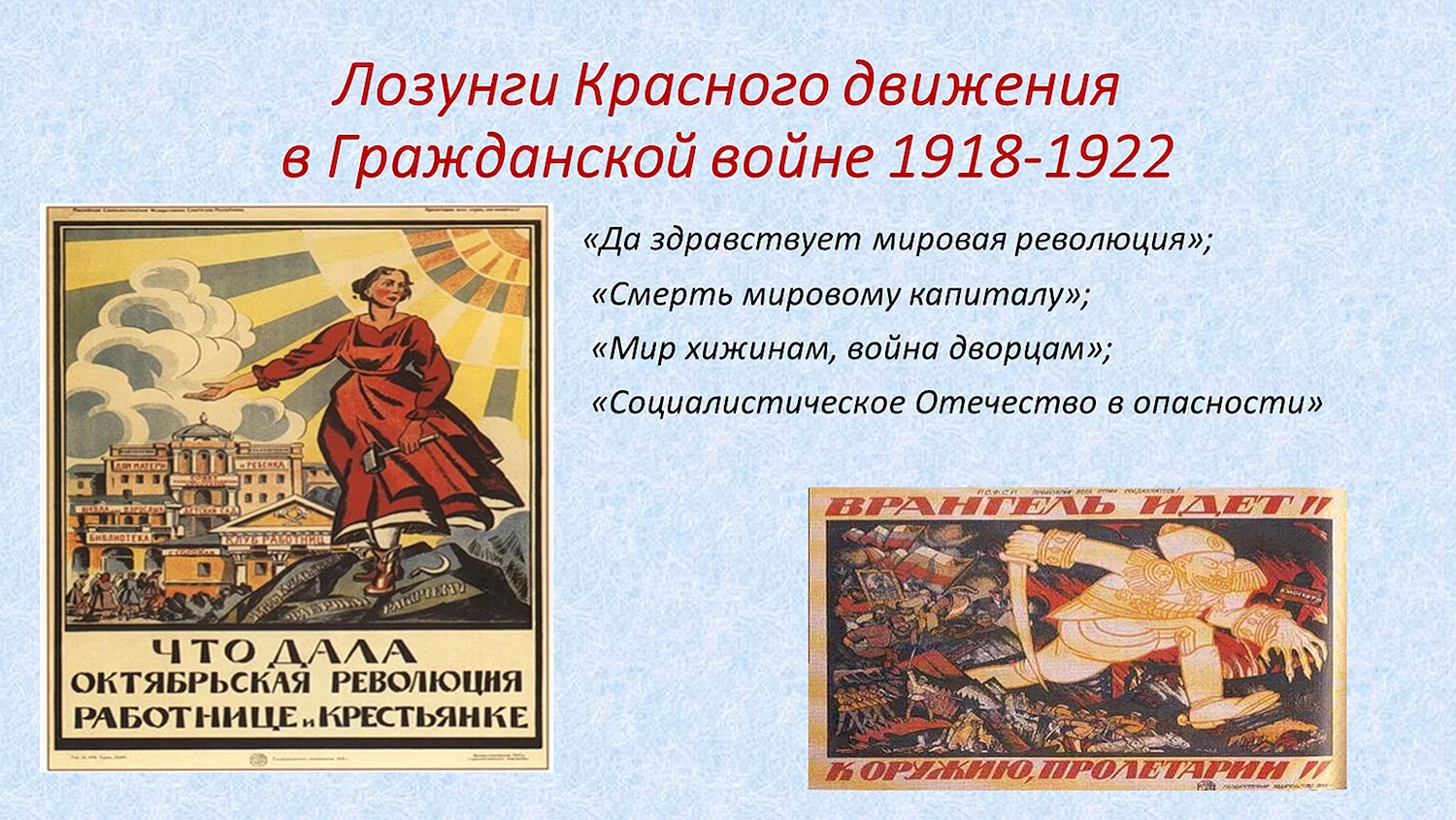 Лозунги белого движения в гражданской войне 1918-1922