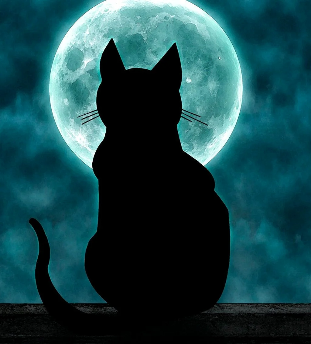 Черный кот арт (46 фото)