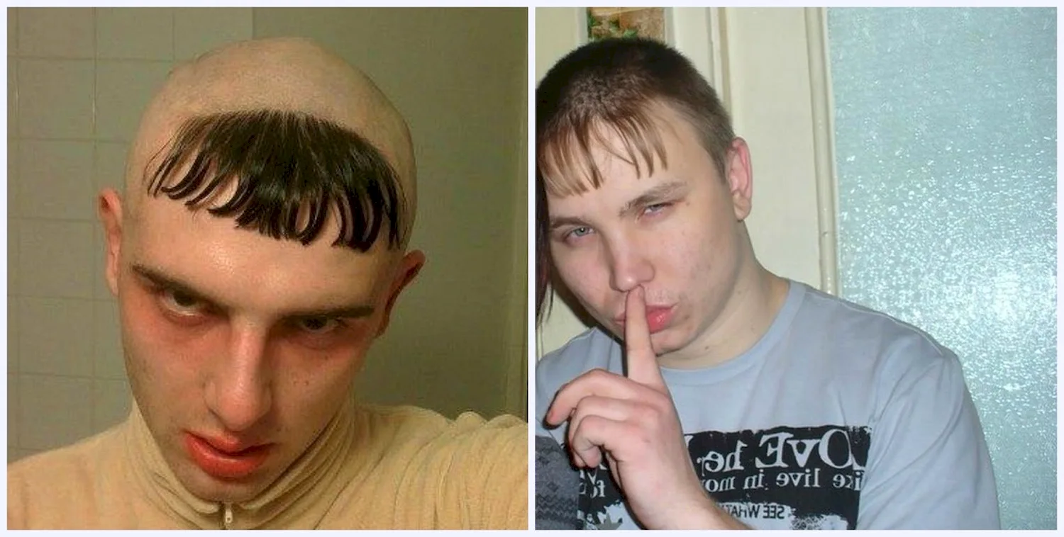 Лысый с челкой