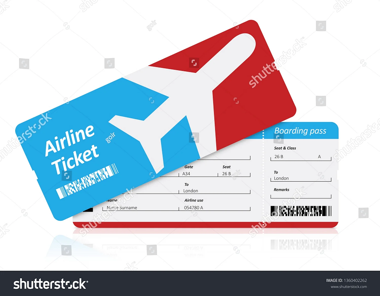 Макет билета на самолет