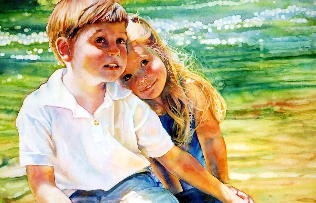 Мальчик и девочка живопись