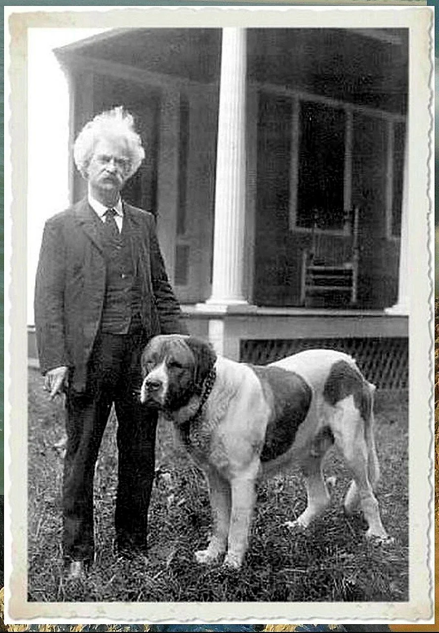 Марк Твен с собакой