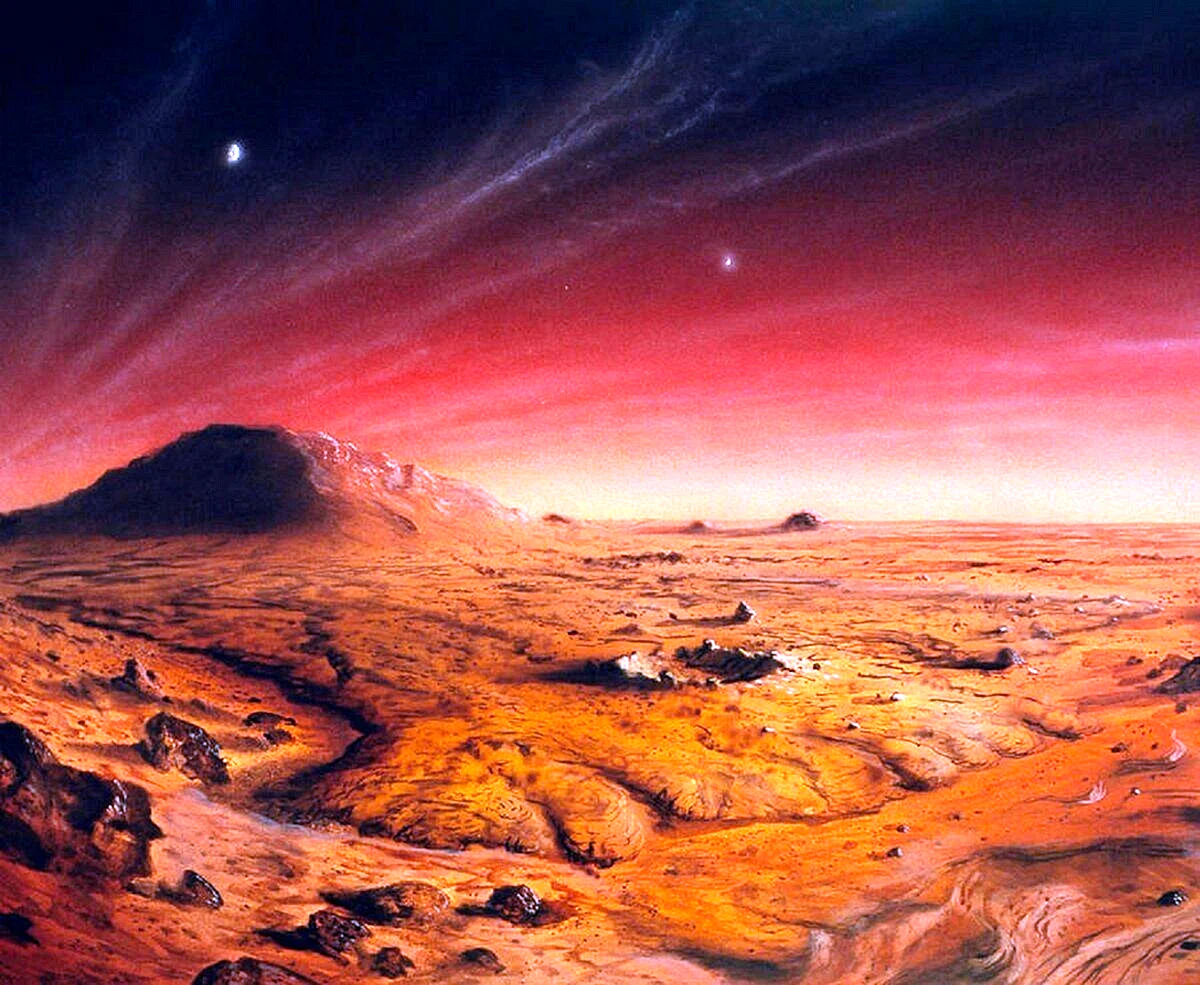 Марс поверхность планеты с марсоходом