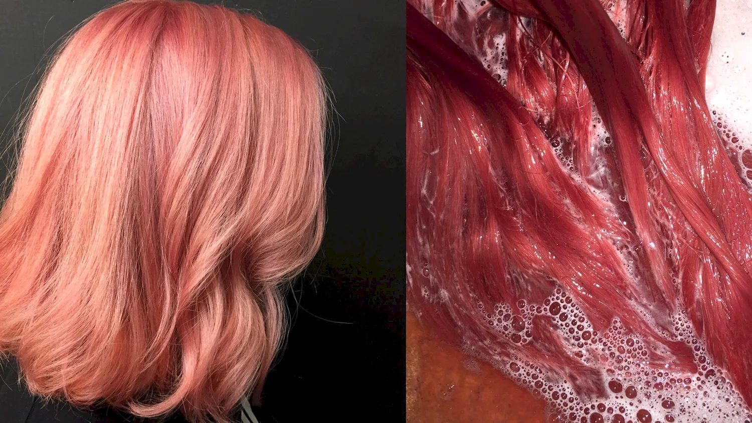 Матрикс розовое золото на волосах