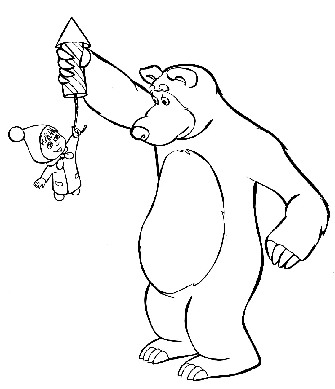 Медведь из мультфильма Маша и медведь раскраска