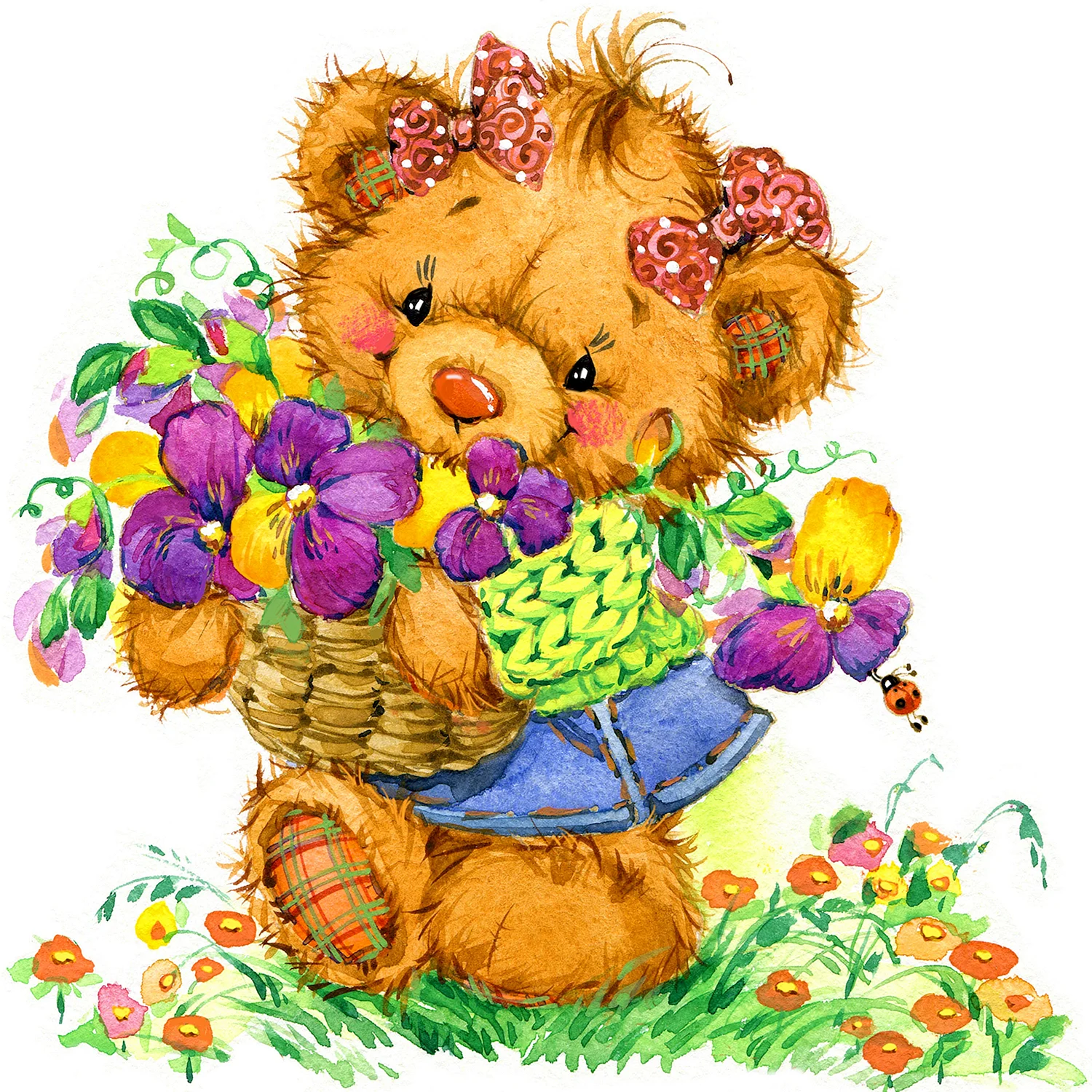 Медвежонок с цветами 8 марта