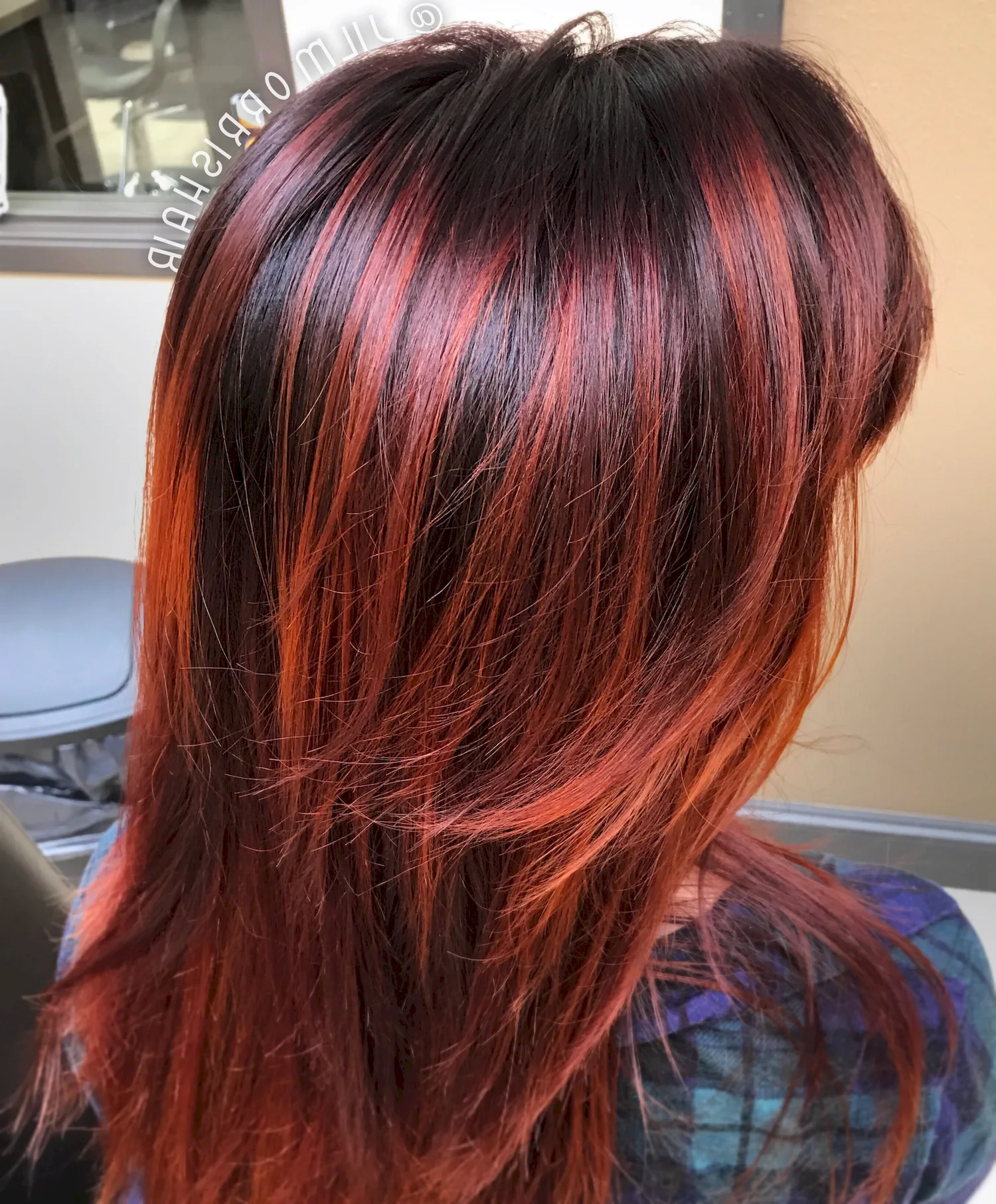 Мелирование на тёмные волосы рыжим цветом