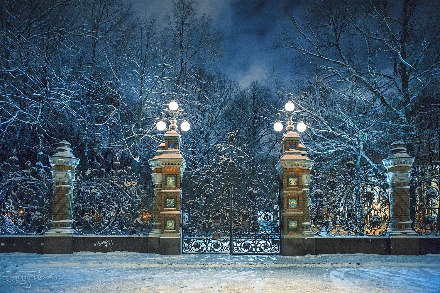 Михайловский сад в Санкт-Петербурге зимой