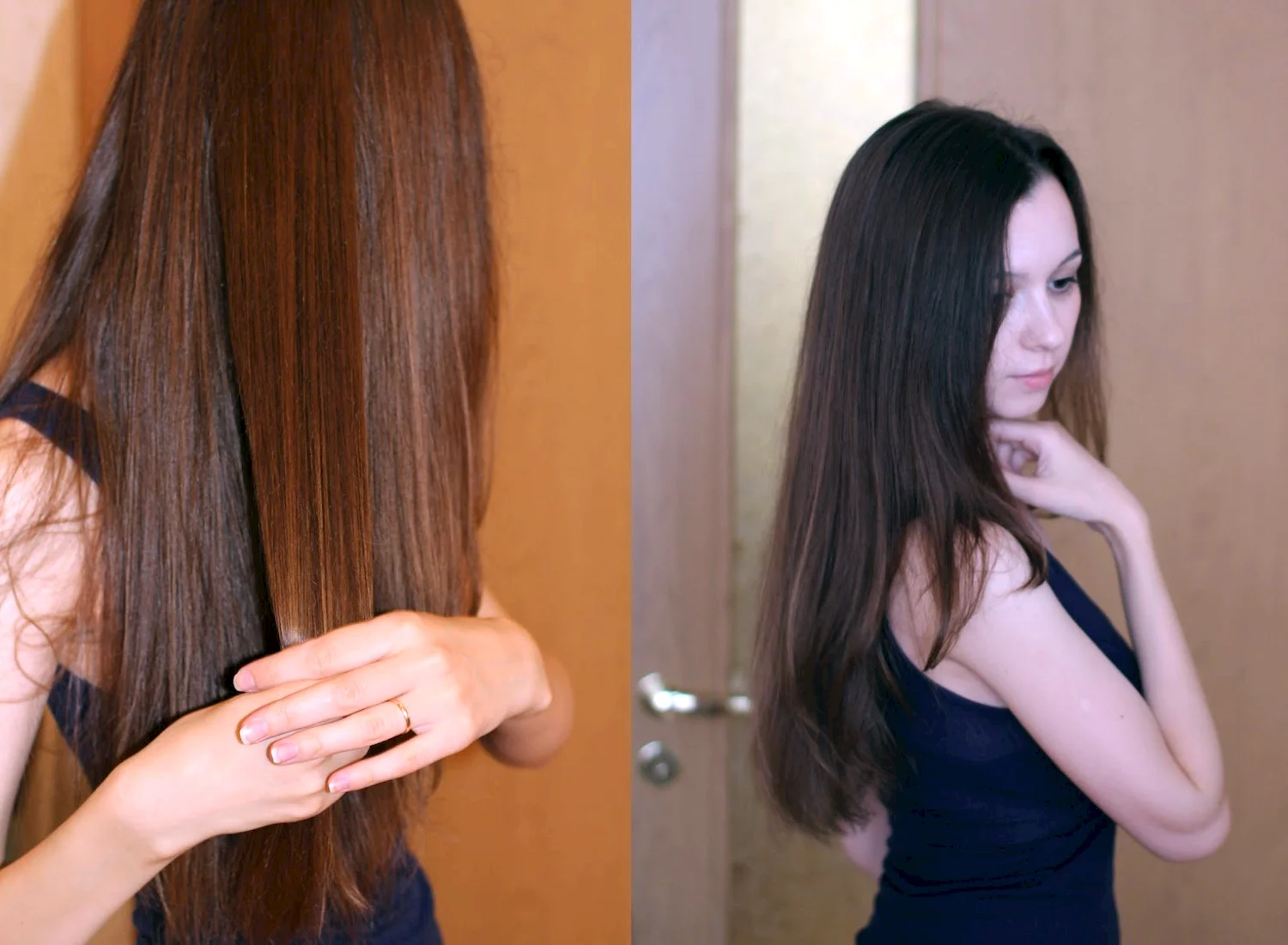 Миндальное масло для волос до и после