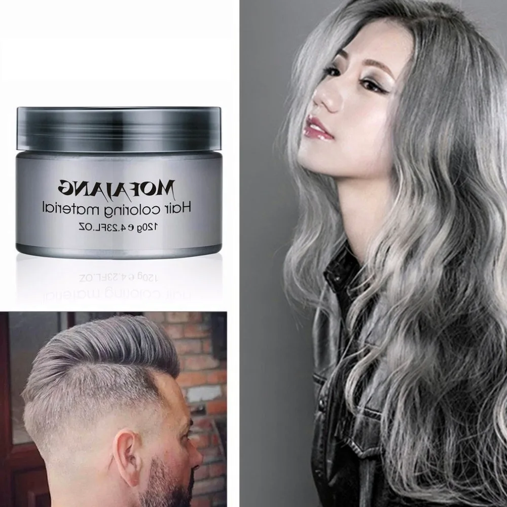 Mofajang Dye Unisex Grey hair Color Mud Wax Molding Silver Gray styling White 1x