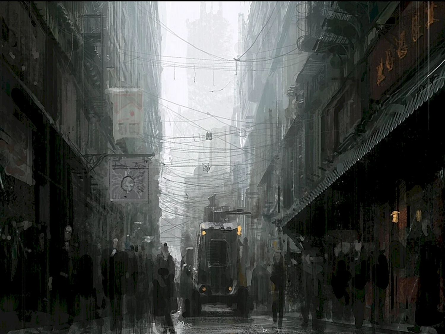 Мрачный дождливый город