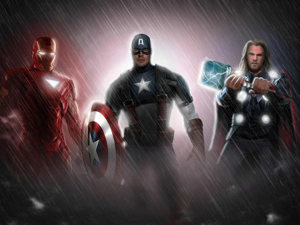 Мстители тор Железный человек и Капитан Америка