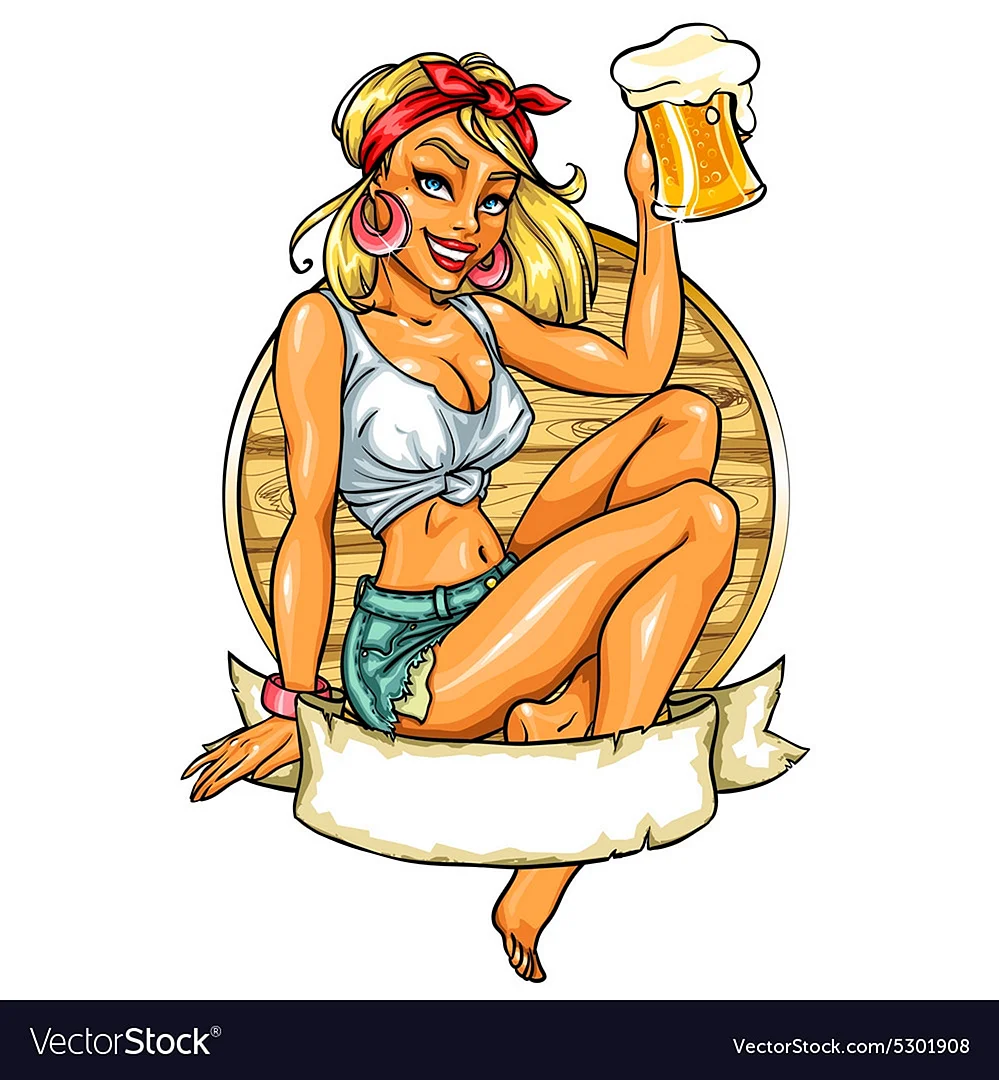 Мультяшная девушка с пивом