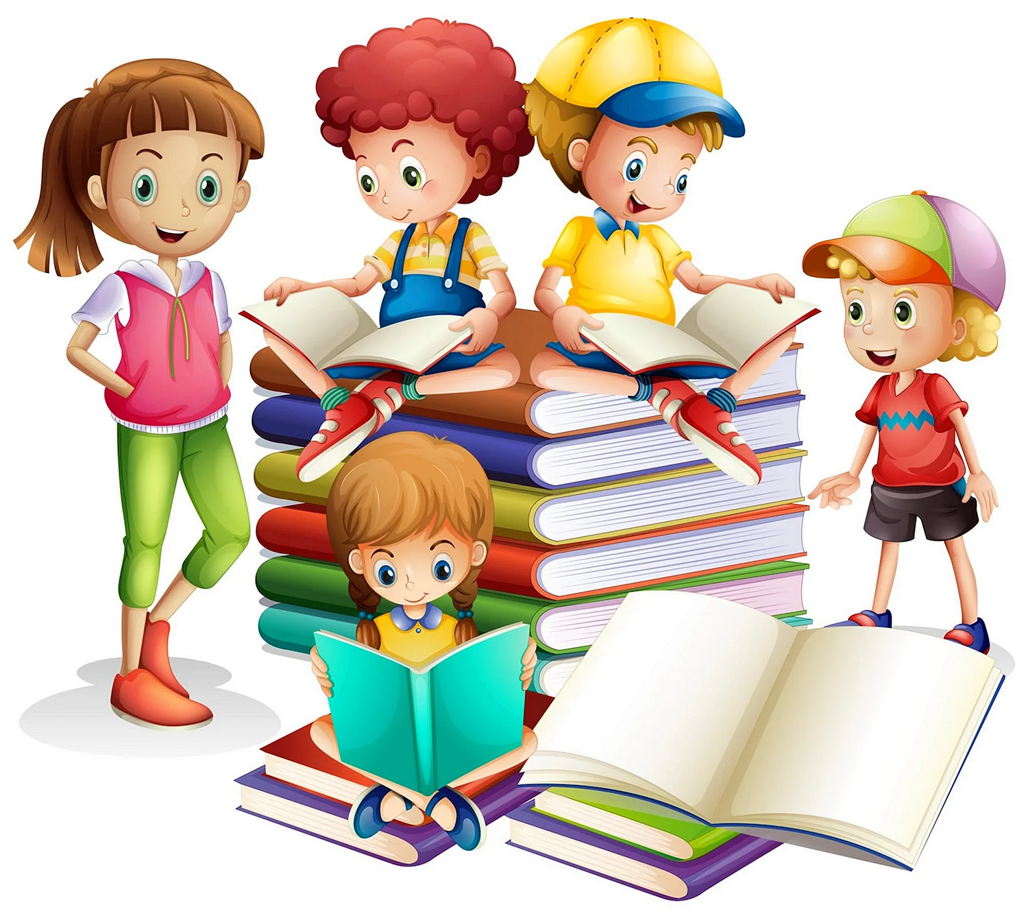 Мультяшные дети с книгами